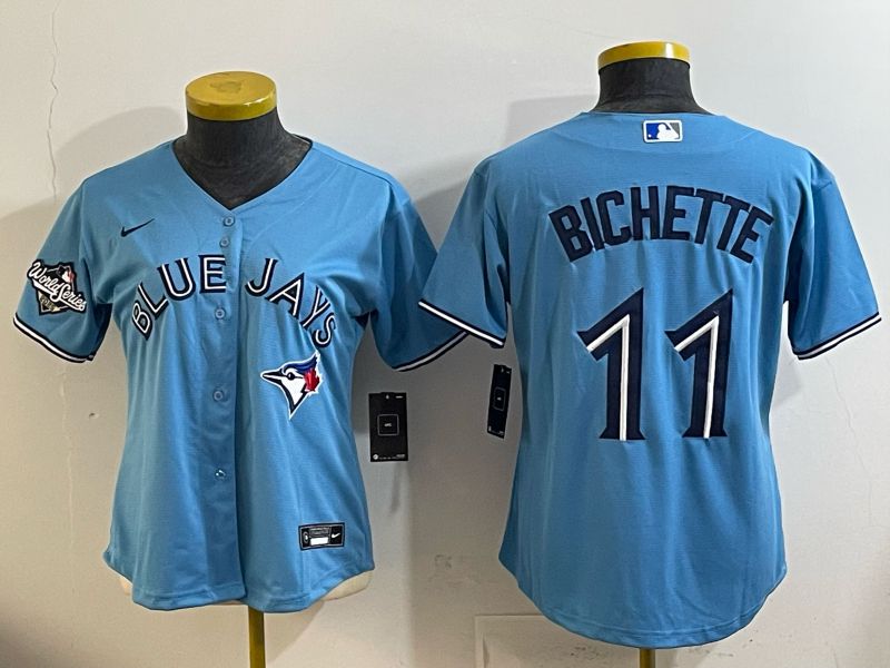Women 2025 Nike Toronto Blue Jays #11 Bichette Light Blue Game MLB Jersey 03->women mlb jersey->Women Jersey